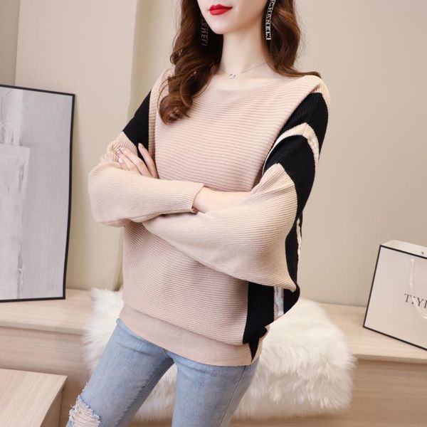 

women's sweaters 2021 autumn winter bat shirt sweater female pullovers korean loose soft warm long sleeve bottoming y97, White;black