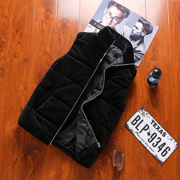 

korean men's jacket fashion coat for men golden velvet vest men's warm autumn and winter down cotton jacket large size 5xl vest, Black;white
