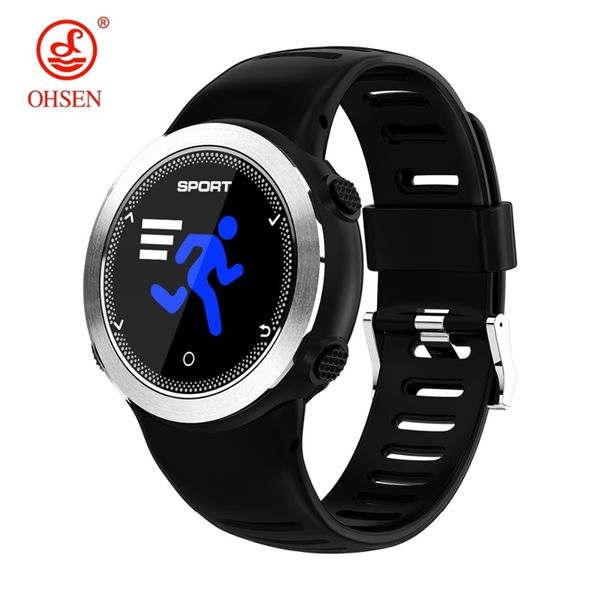 

ohsen men smart wristwatch pedometers heart rate monitor compass sleeping remote camera alarm fashion silver sport watch