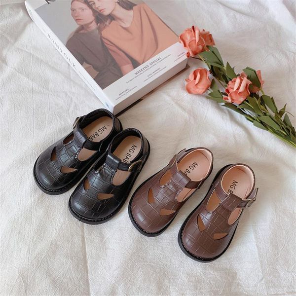 

flat shoes leather princess girl spring /fall fashion retro british style toddler soft sole all-match baby single, Black;grey
