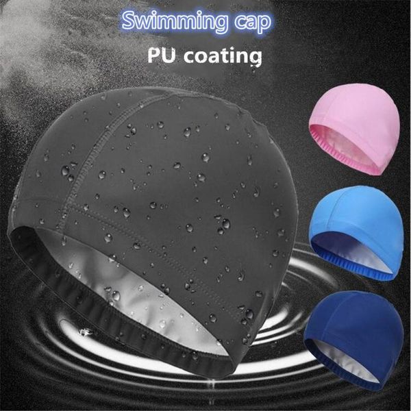 

mounchain pu high elastic long hair waterproof swimming cap