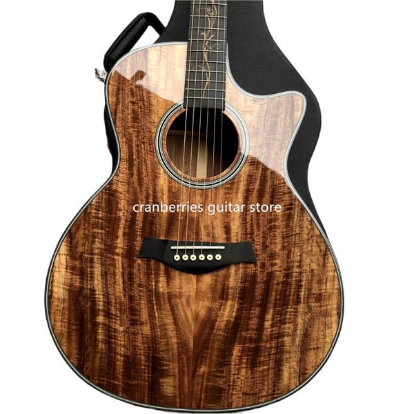 

41 inches k24ce solid koa natural gloss acoustic electric guitar grover tuners, china fishman pickup, single cutaway