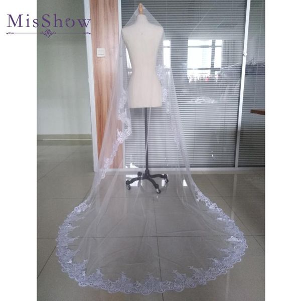 

bridal veils 2021 wedding veil lace cathedral accessories white ivory 3 m long voile marriage without comb, Black