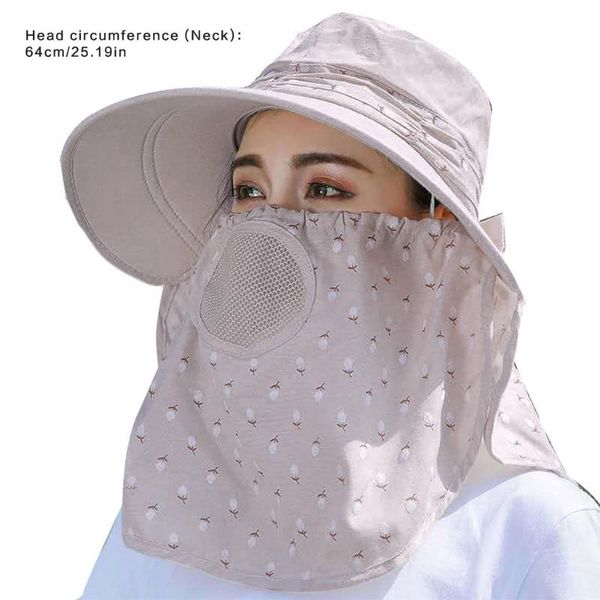 

wide brim hats women summer sun hat uv protection visor removable outdoor fishing neck face flap, Blue;gray