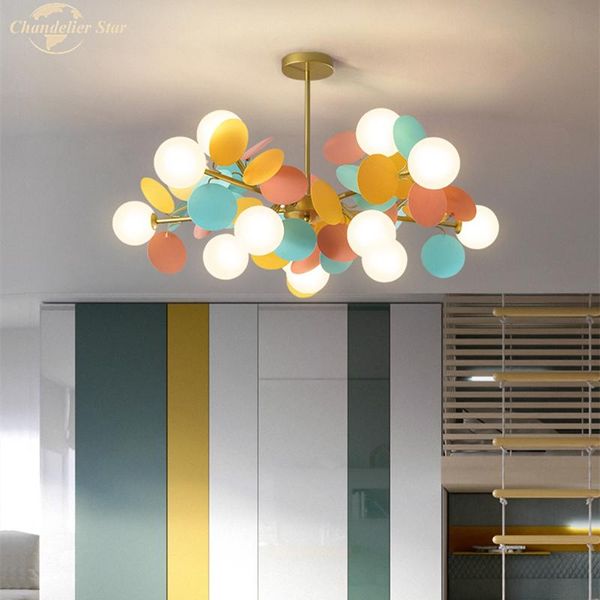 

chandeliers postmodern colorful lighting glass nordic led lights lustre ball indoor lamp for kitchen living room bedroom villa