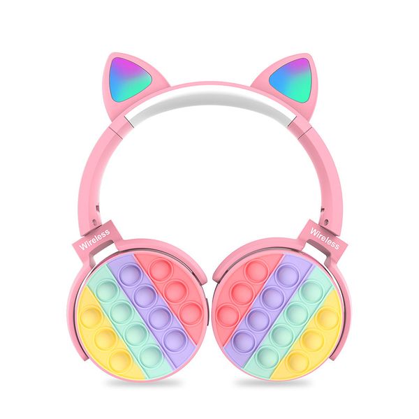 Cuffie senza fili CT-950 Auricolari con orecchio di gatto carino Auricolare stereo Bluetooth Ultra-lungo Alleviare lo stress Arcobaleno Bubble Fidget Toys