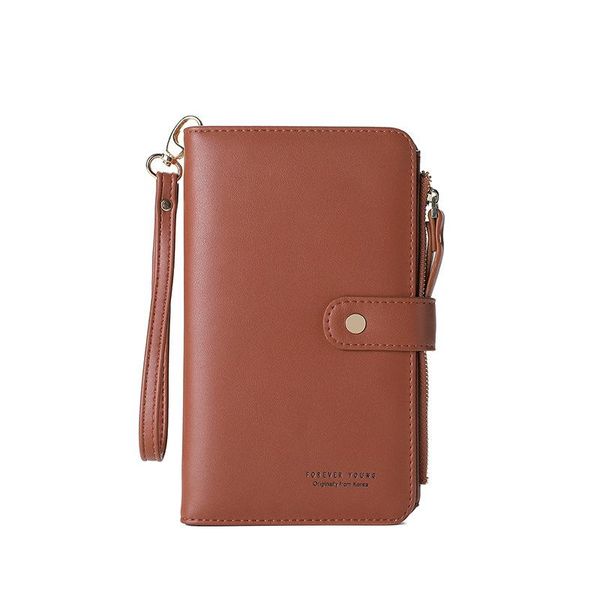 

wallets pu ladies multifunctional mobile phone bag long three-layer zipper large capacity clutch notebook wallet, Red;black