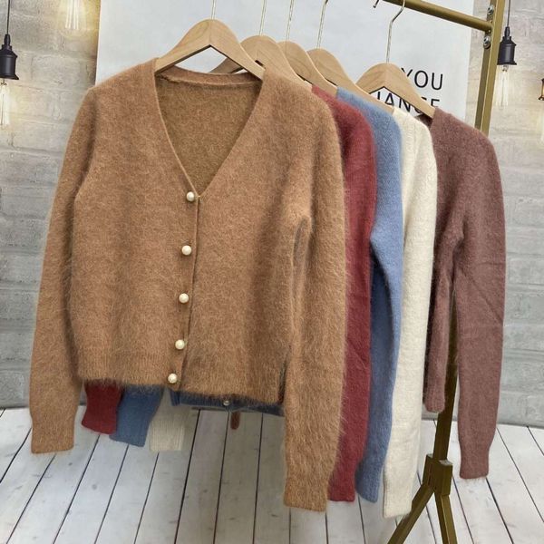 

autumn and winter 2020 new hair does not fall off imitation mink velvet korean loose sweater fairy real cardigan coat, White;black