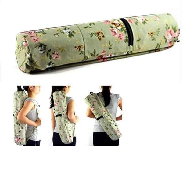 

outdoor gadgets wholesale- canvas practical yoga pilates mat bag carry strap drawstring gym fitness sports backpack for 6mm thick kit1