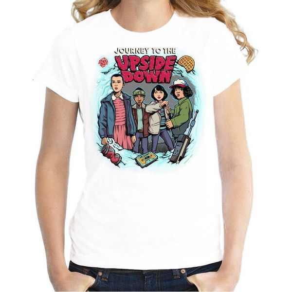 

28 kind new t shirt women stranger things design ladies t-shirts looking for the upside down t-shirt short sleeve girl tee, White