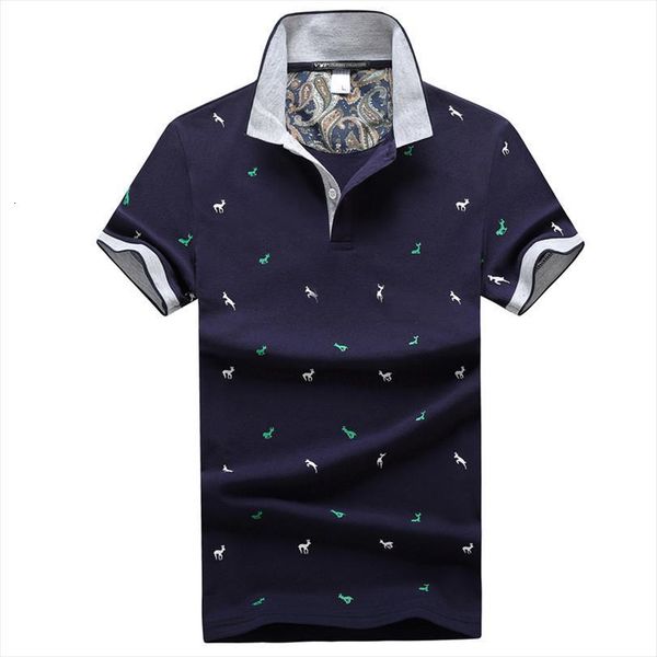 

summer deer print shirt male men polos streetwear tee man shirts casual golf hombres, White;black
