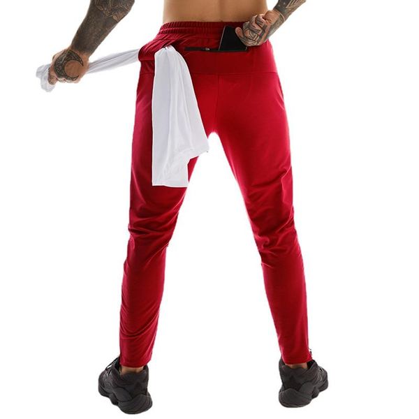 

running pants spring and autumn men's sports hem zipper multi-pocket casual sweatpants joggers men, Black;blue