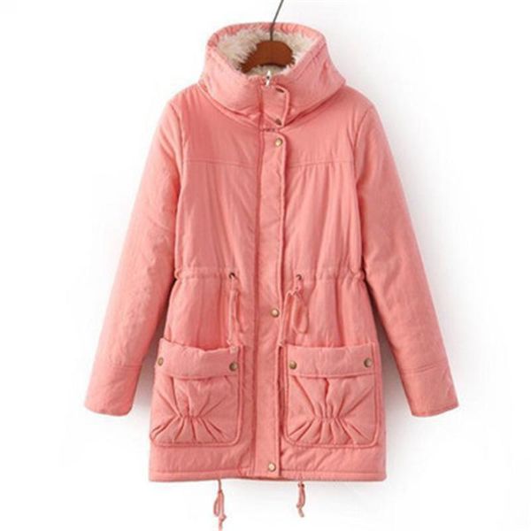 

women's jackets 2021 winter long parkas plus size female quilted cotton coats sleeve faux lambswool lady hoodies drawstring, Black;brown