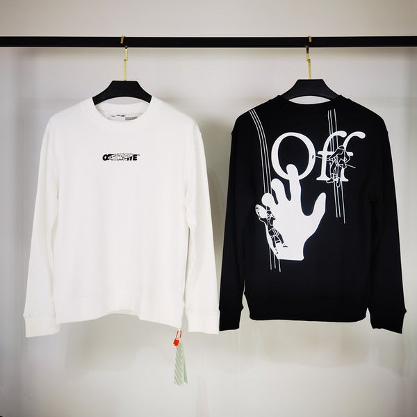 

popular logo 2021ss new graffiti palm abstract art loose casual crewneck hoodie for men and women, Black