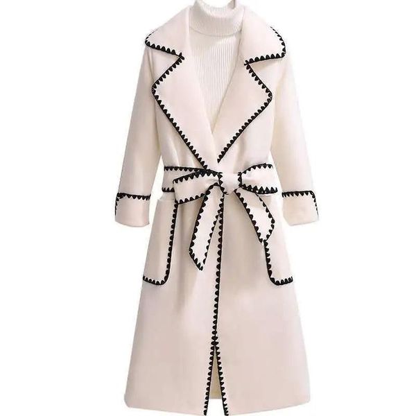 

women's wool & blends woolen jacket women 2021 spring autumn mid-length coat female korean casual with belt jackets, Black