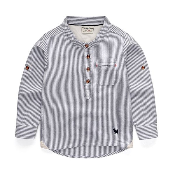 

boys shirts for british children striped cotton square collar long sleeve school blouses kids england clothes for wedding party 210306, White;black