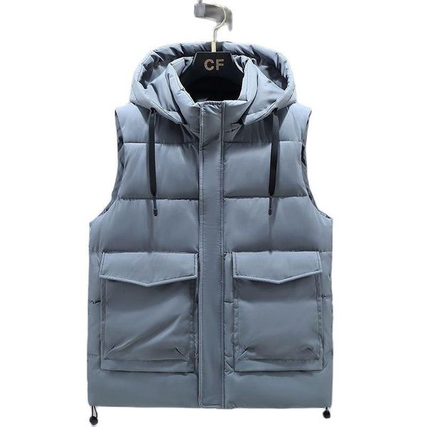 

men's vests vest jacket winter waterproof warm sleeveless men fashion hooded casual autumn thicken waistcoat, Black;white
