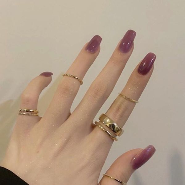 

nail gel 24pcs jelly purple wear long paragraph fashion manicure patch false nails save time wearable, Red;pink
