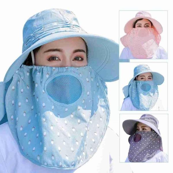 

wide brim hats women summer sun hat uv protection visor flap outdoor face removable neck cap p8l8, Blue;gray