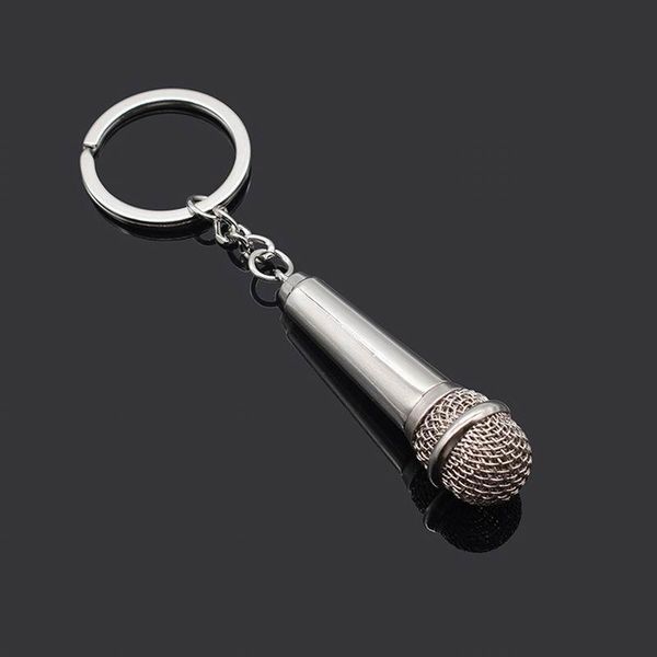 

keychains car keychain simulation microphone key chain creative holder metal ring keyring auto accessories, Silver