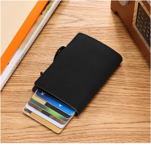 

bycobecy rfid blocking credit card holder wallet men bank business id cardholder metal case protector minimalist slim cr qyljsq