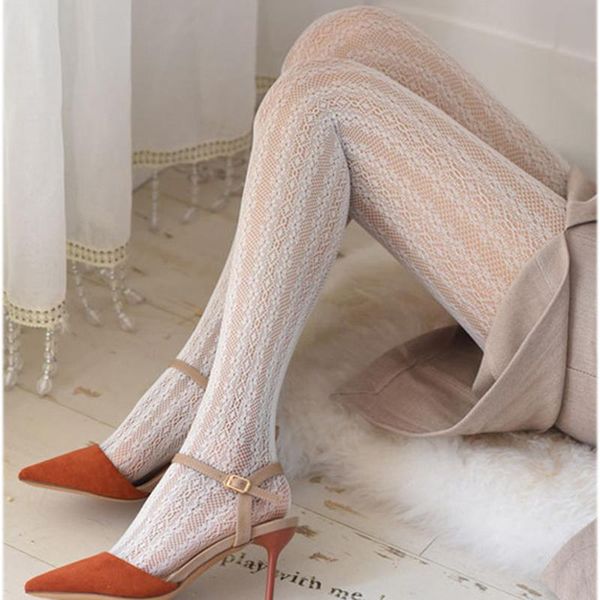 

socks & hosiery japanese style sweet women tights black lace hollow out girl pantyhose lolita retro flower vine fishnet white silk stockings, Black;white