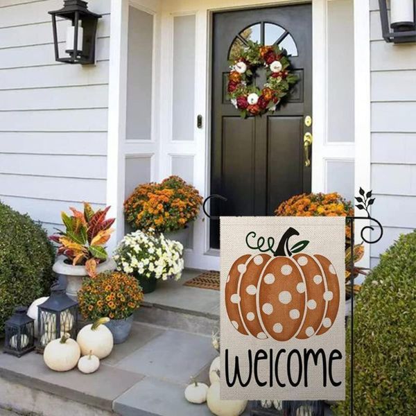 

decorative objects & figurines welcome fall halloween garden flag vertical double sided pumpkin gnomes farmhouse autumn burlap yard outdoor