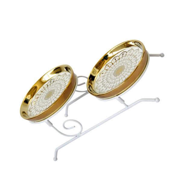 

dishes & plates 1 set creative fruit snack tray dual-layer cake stable desktop