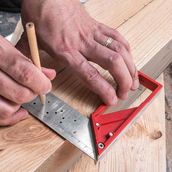 

hand tools precision marking square ruler stainless steel woodworking tool line maker with holes & suspended design for art draw diy