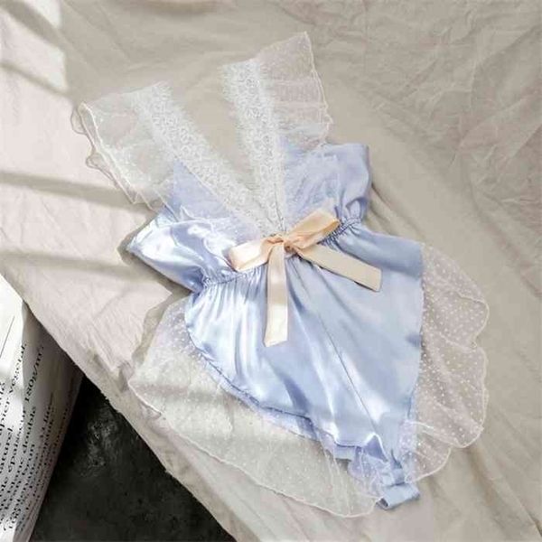 

lovely cross lace trim romper bodysuit women teddy strap playsuit backless babyblue sleeveless v neck cute body suit, Black;white