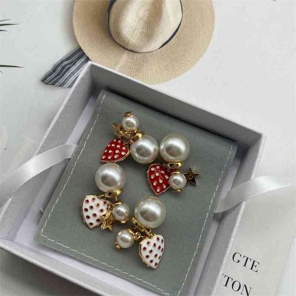 

70% off outlet online yang ying wear the same silver needle with two pearl love peach heart enamel earrings and net red female earrings, Golden