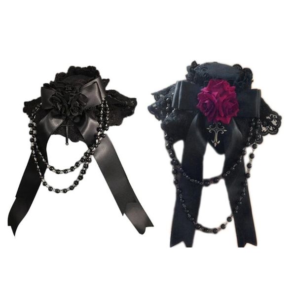 

other event & party supplies p8db lolita ribbon bows beaded pendant bonnet headdress gothic flower lace mini hat headwear cosplay access