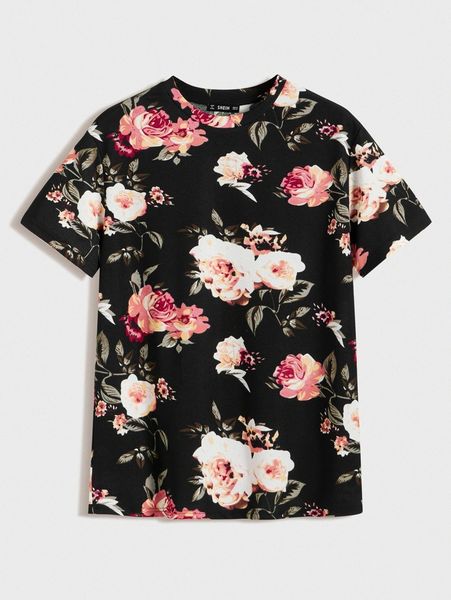 

men floral print tee i7v0#, White;black