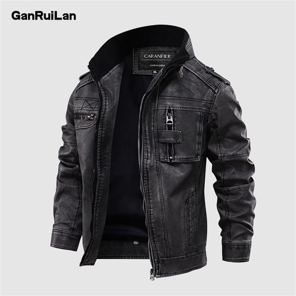 

men's pu leather jacket winter military pilot bomber jackets autumn fashion outerwear motorcycle biker leather coat jk18022 211118, Black