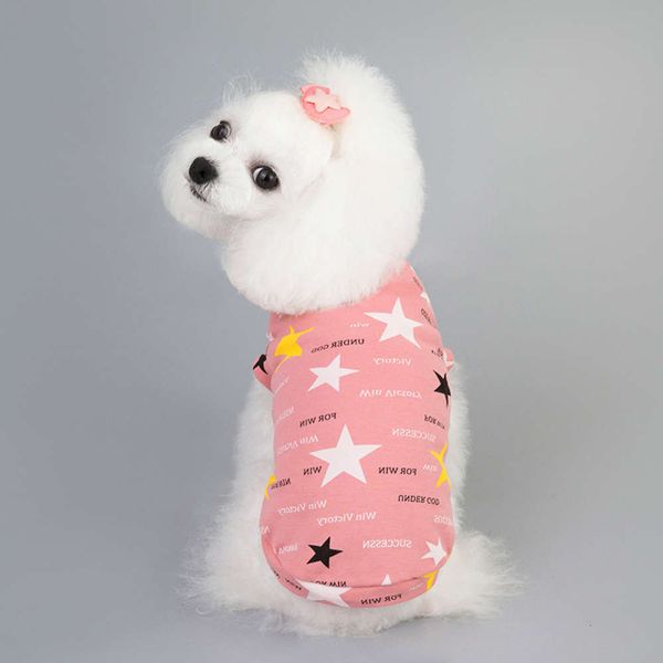 

spring and summer pet teddy clothing small dog five pointed star t-shirt