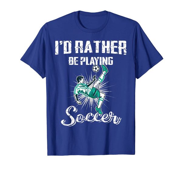 

i'd rather be playing soccer t-shirt gift for boys with ball t-shirt, White;black