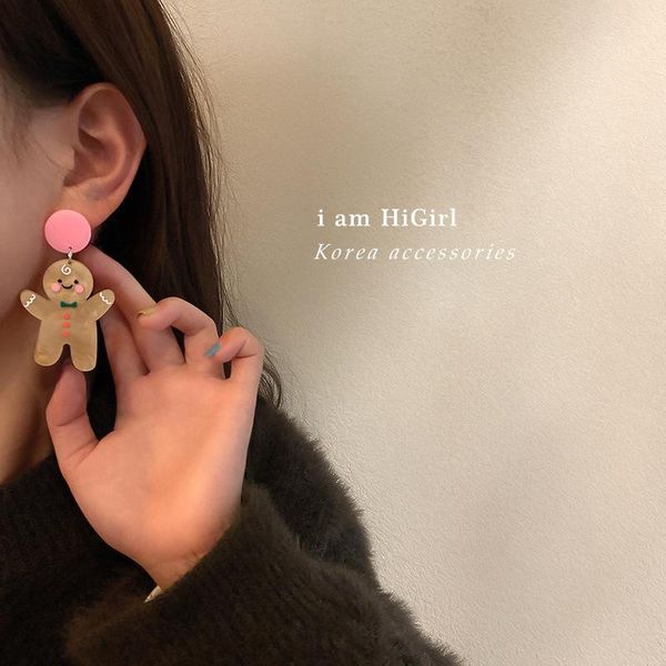 

dangle & chandelier korea east gate design sense of temperament fashion simple personality acrylic cute little man earrings female, Silver