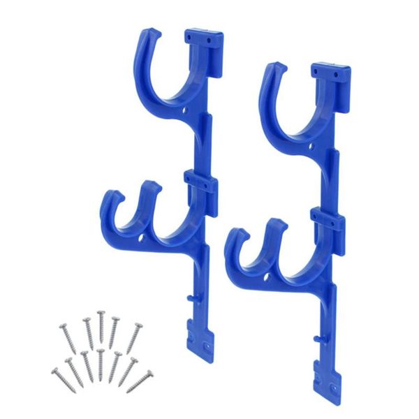 

hooks & rails pool pole hanger blue leaf rakes multi purpose outdoor durable brushes plastic holder vacuum hose garden tools decks home