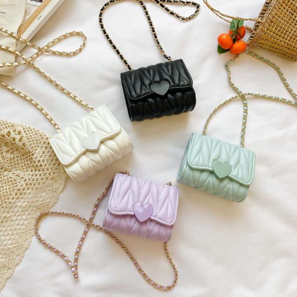 

bag korean version 2021 autumn and winter new children's bag fashion girl's one shoulder chain love cross mini square