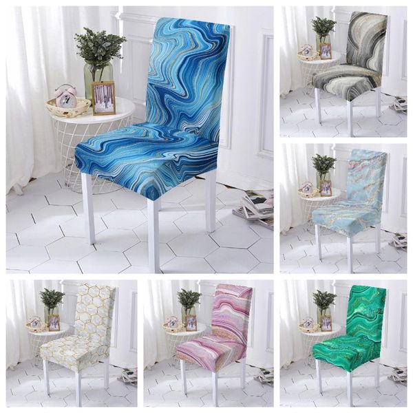 

chair covers marble spandex cover dining elastic stretch office anti-dirty removable seat banquet el 1pc