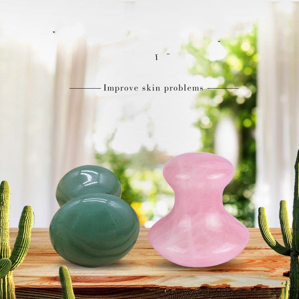 

massage stones rocks natural rose quartz green aventurine mushroom shape gua sha guasha scraping tool board for relaxing meditation 912 b3