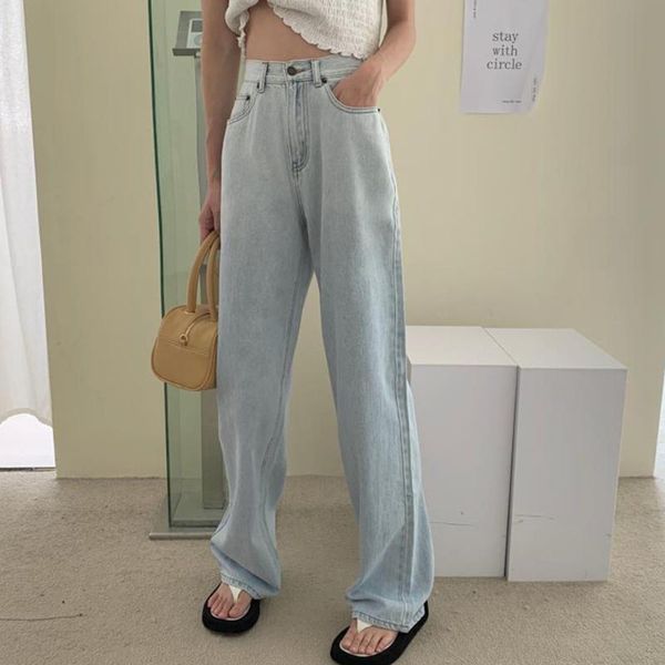 

women's jeans women for fashion straight loose boyfriend chic high waist casual cotton jean female denim wide leg pants, Blue