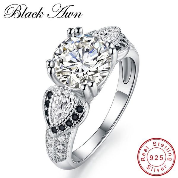 

cluster rings [black awn] neo-gothic 4.0g 925 sterling silver jewelry trendy wedding for women engagement ring femme bijoux bague c103, Golden;silver