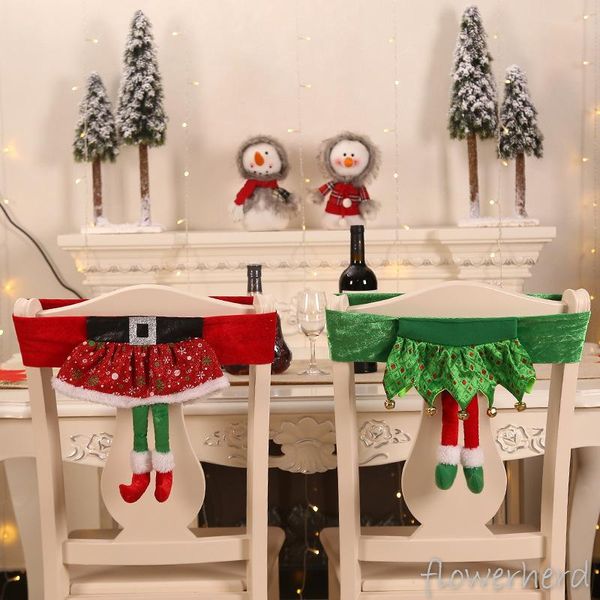 

chair covers christmas cover santa claus belt cute lovely girls skirt little fairy elf decoration festival el party decors