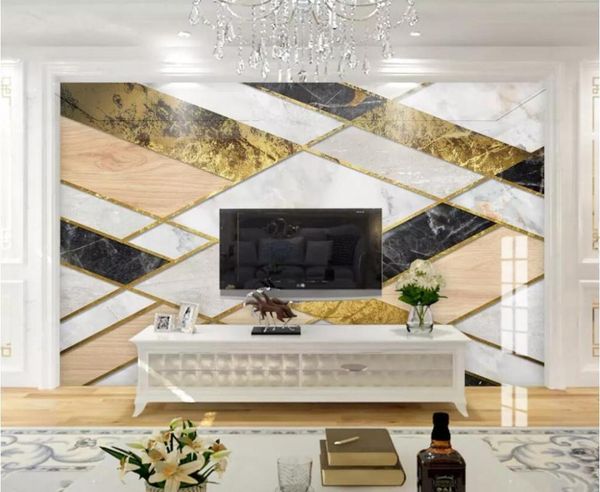 

wallpapers cjsir papel de pared 3d wallpaper custom mural geometric gold lines marble pattern tv background wall paper