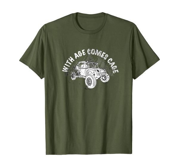 

funny sxs side by side utv t-shirt. with age comes cage, White;black