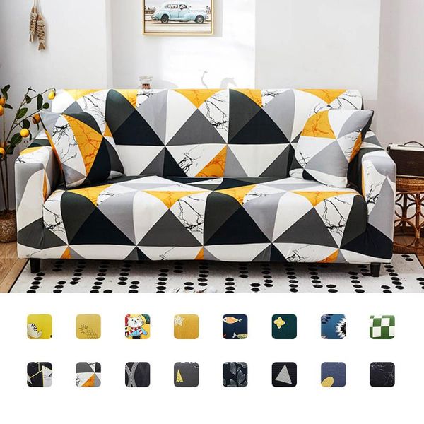 

chair covers 1/2/3/4 seater orange geometric sofas universal l-shaped sofa cover elastic force sectional living room