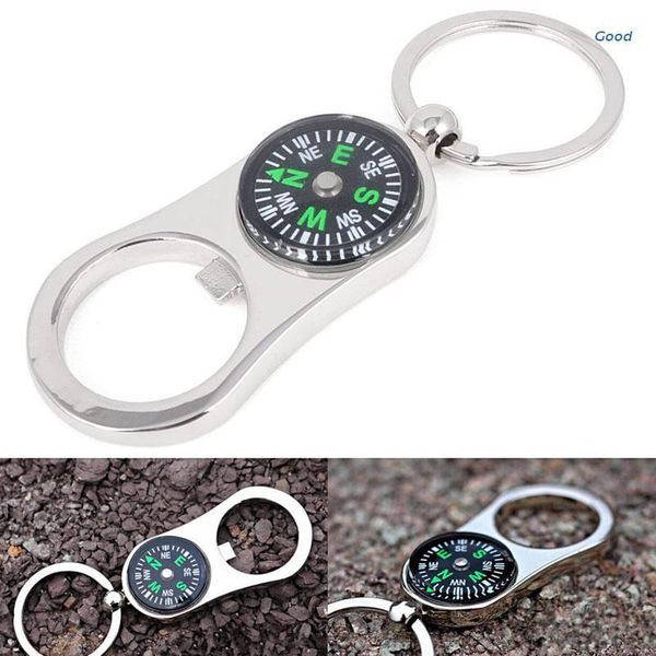 

keychains creative metal bottle opener compass keychain keyring keyfob outdoor camping, Silver