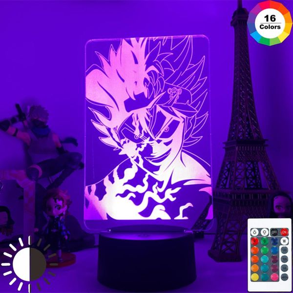 

night lights 3d lamp anime black clover asta light for kids bedroom decor birthday gift manga gadget