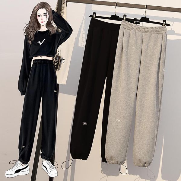 

women's pants & capris 2021 4xl plus size clothing slim female spring style loose sweatpants casual pantalones, Black;white